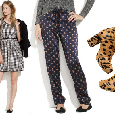 The dolores dress, pajama pants, and calf-hair boots.