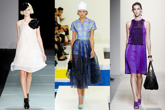 Looks from Emporio Armani, Jil Sander, and Bottega Veneta.