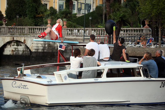 Lindsay Lohan plus camera crew.