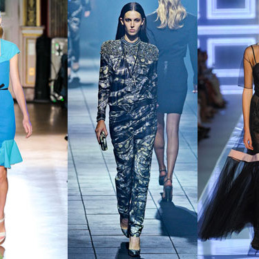 From left: new spring looks from Roland Mouret, Lanvin, and Christian Dior.