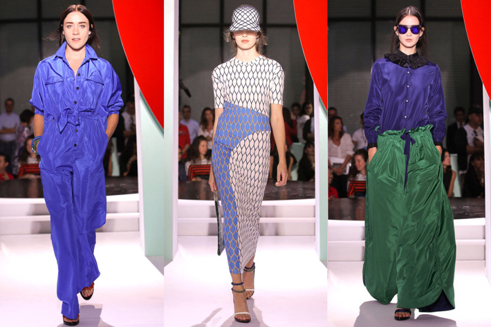 The Kenzo show (Chloë Sevigny is on the left, and yes, on the right are some really insanely gigantic pants).