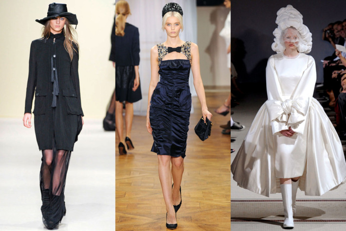 From left: spring looks from Ann Demeulemeester, Nini Ricci, and Comme des Garçons.