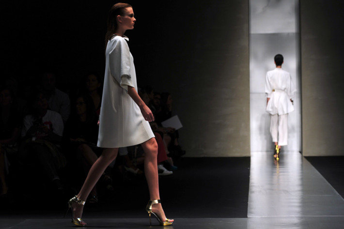 Models at Milan Fashion Week, where this mess all began.