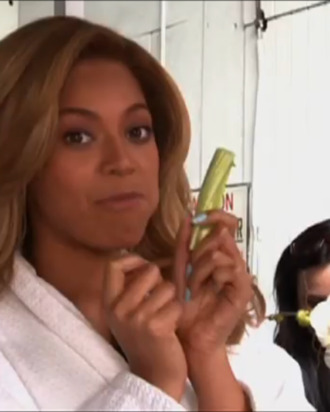 Beyoncé mid-mouthful.