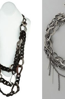 Alexis Bittar's necklace (left); Kim Kardashian's Belle Noel necklace (right).