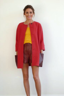 Olivia Palermo demonstrates the fine art of wearing leather shorts.