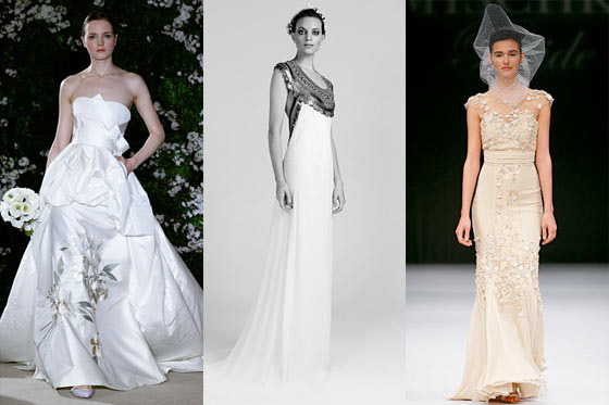 New bridal looks from Carolina Herrera, Temperley, and Badgley Mischka.