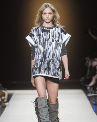Pivovarova on the fall 2011 Isabel Marant runway.