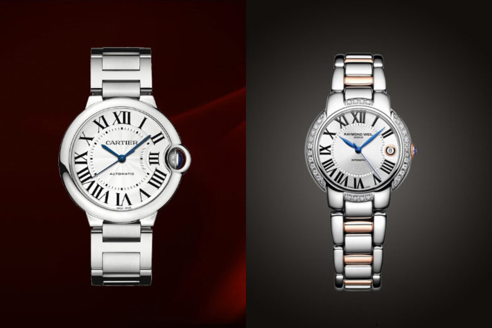 Cartier's "Ballon Bleu"; Raymond Weil's "Jasmine"