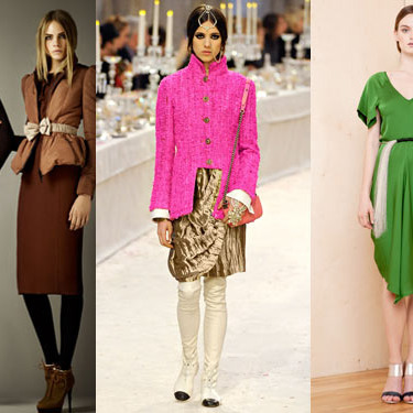 From left: new pre-fall looks from Burberry, Chanel, and Zero + Maria Cornejo.