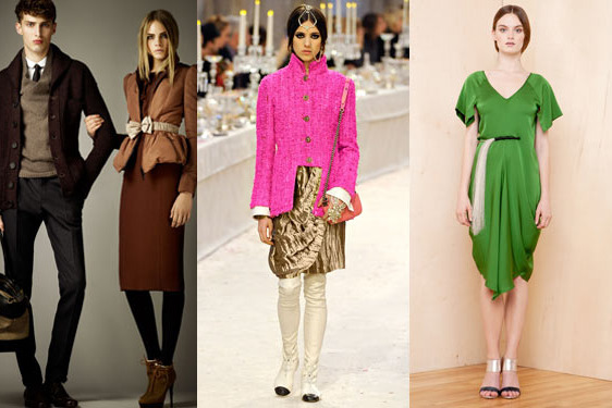 From left: new pre-fall looks from Burberry, Chanel, and Zero + Maria Cornejo.