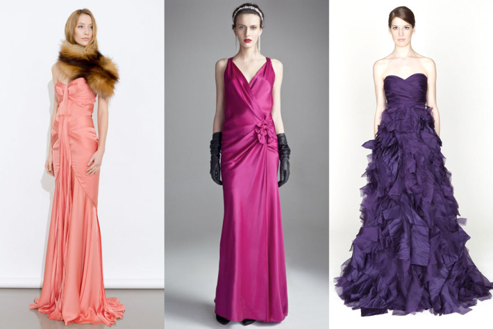 Pre-fall 2012 looks from J. Mendel. Temperley London, and Monique Lhuillier.