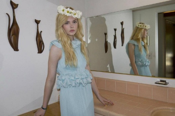 Elle Fanning in Rodarte’s spring collection for <em>A</em> magazine.