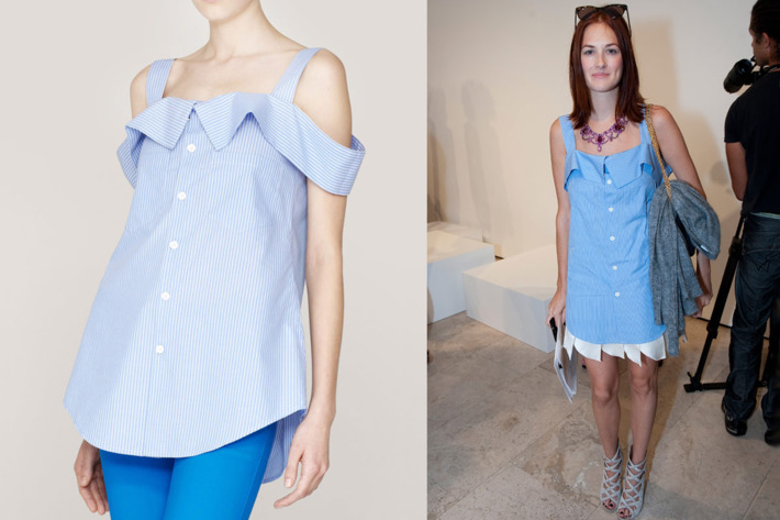 Taylor Tomasi Hill's top (left) and Comme des Garçons top (right).