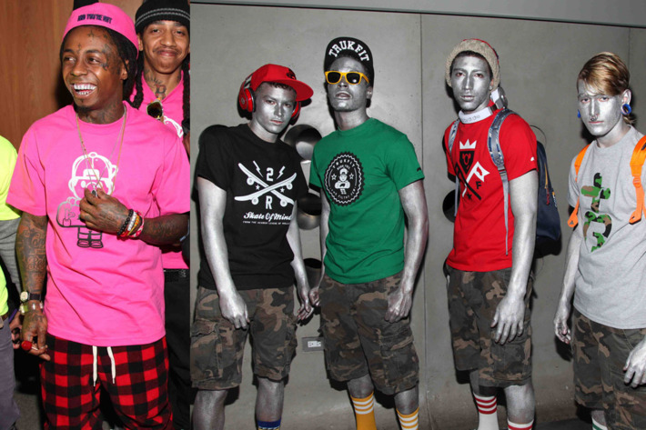 Lil Wayne (left) and his silver models.