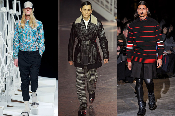 Fall 2012 looks from Henrik Vibskov, John Galliano, and Givenchy.