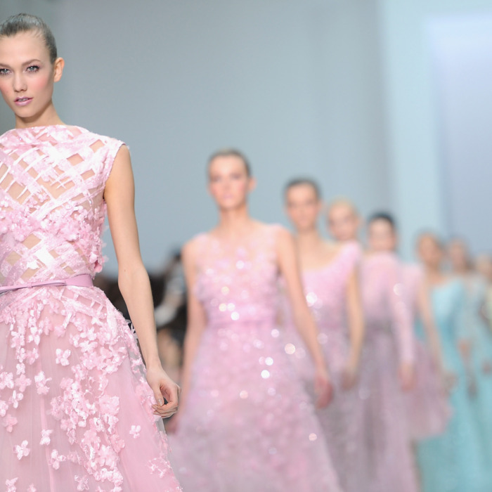 Models walk the runway during the Elie Saab Spring/Summer 2012 Haute-Couture Show as part of Paris Fashion Week at Grand Palais on January 25, 2012 in Paris, France.