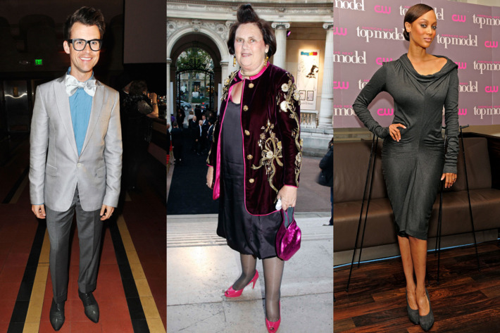 Brad Goreski, Suzy Menkes, and Tyra Banks.