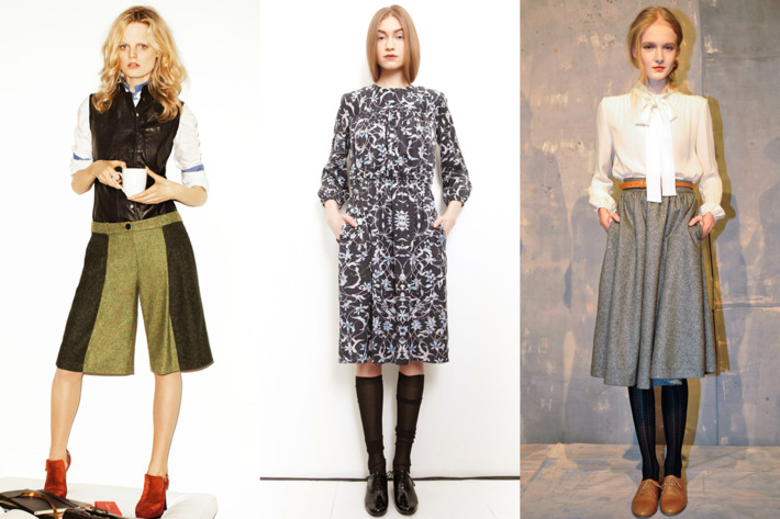 From left to right: Looks from 10 Crosby, Organic by John Patrick, and Steven Alan.