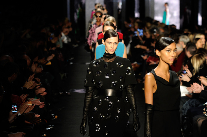 NEW YORK, NY - FEBRUARY 12: Models walk the runway at the Diane Von Furstenberg Fall 2012 fashion show during Mercedes-Benz Fashion Week at The Theatre at Lincoln Center on February 12, 2012 in New York City. (Photo by Frazer Harrison/Getty Images for Mercedes-Benz Fashion Week)