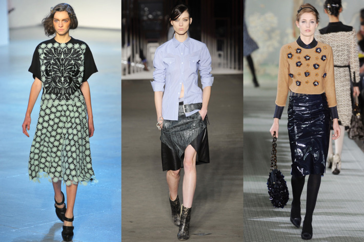 From left: looks from Rodarte, Diesel Black Gold, and Tory Burch