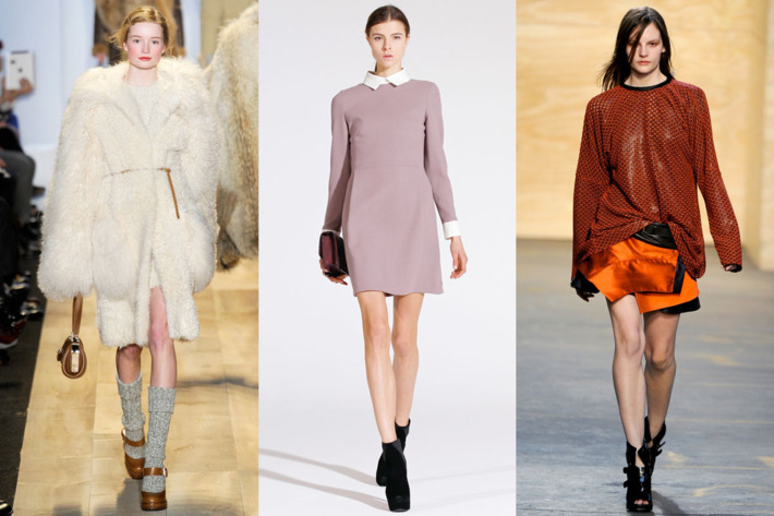 From left: looks from Michael Kors, Victory by Victoria Beckham, and Proenza Schouler