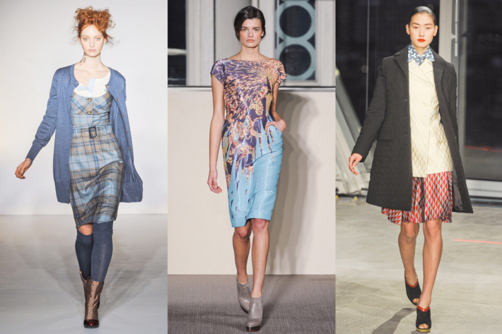 Looks from Vivienne Westwood Red Label, Matthew Williamson, and Jonathan Saunders.