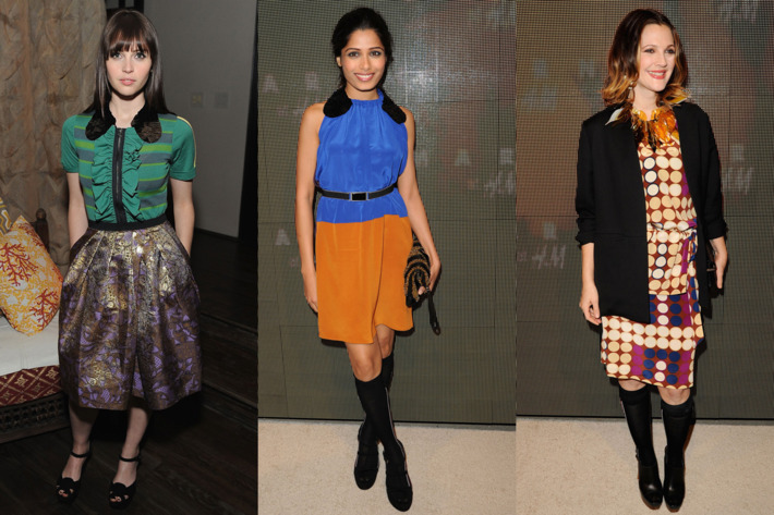 Felicity Jones, Freida Pinto, and Drew Barrymore.