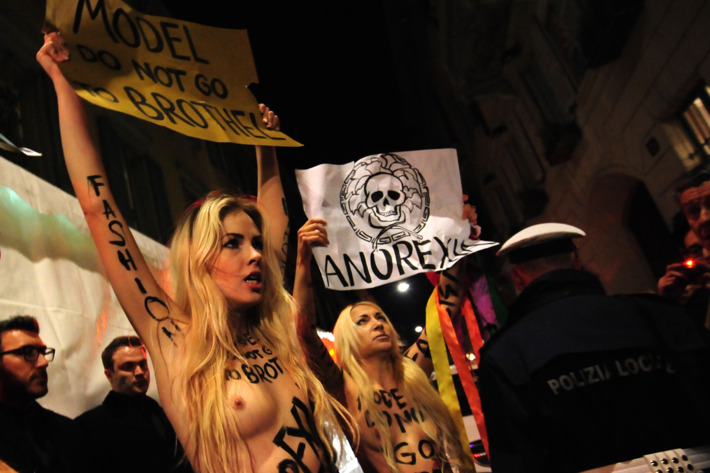 Femen protesters at Versace.
