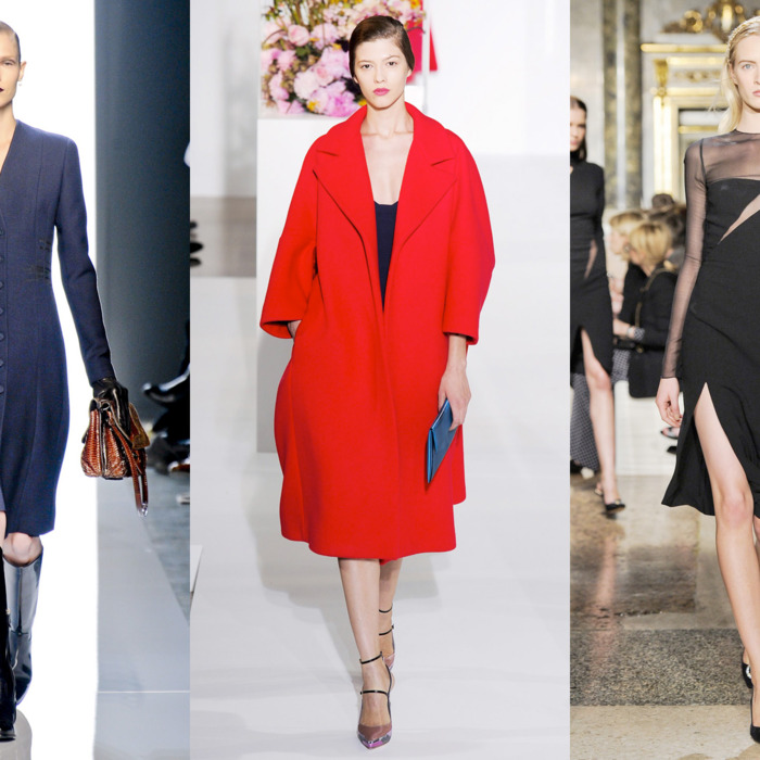 From left: looks from Bottega Veneta, Jil Sander, and Pucci