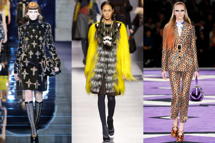 From left: Versace, Fendi, and Prada; Imaxtree