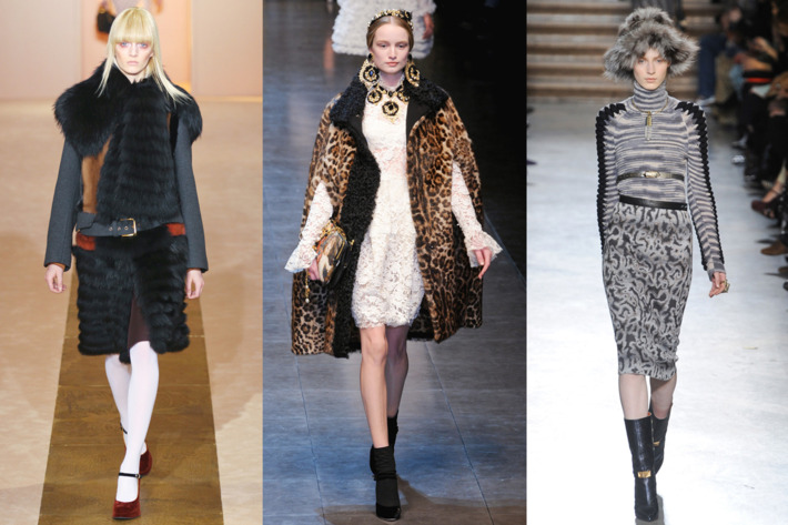 From left: looks from Marni, Dolce & Gabbana, and Missoni