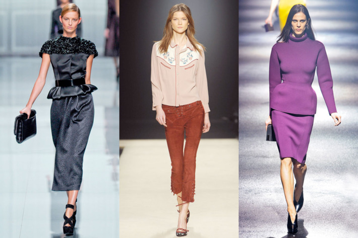 From left: looks from Dior, Isabel Marant, and Lanvin