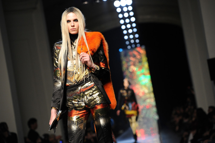 A model walks the runway during the Jean-Paul Gaultier Ready-To-Wear Fall/Winter 2012 show as part of Paris Fashion Week on March 3, 2012 in Paris, France.