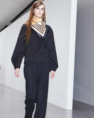 A leather scarf from Celine that will surely be draped around many a fashion person's neck come fall.