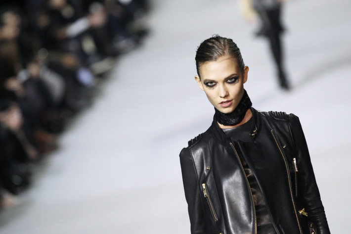 Karlie Kloss smizes for the camera.