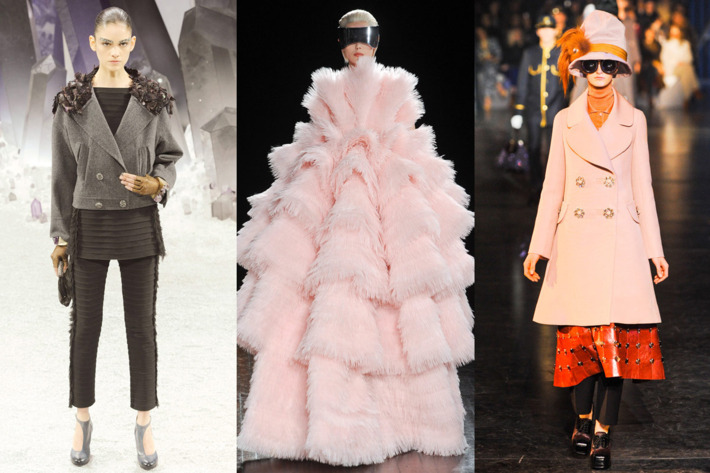 From left: looks from Chanel, Alexander McQueen, and Louis Vuitton.