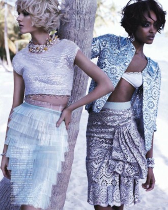 Jourdan Dunn and Daria Strokous for <em>Vogue Japan</em>.