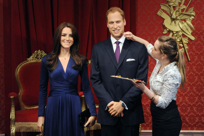 New wax figures of Prince William, Duke of Cambridge and Catherine, Duchess of Cambridge are being revealed at Madame Tussauds on April 4, 2012 in London, England.