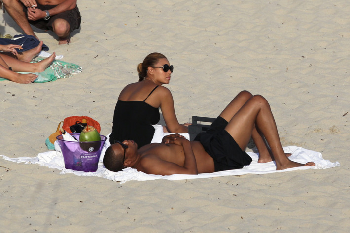 Bey and Jay, on the beach.