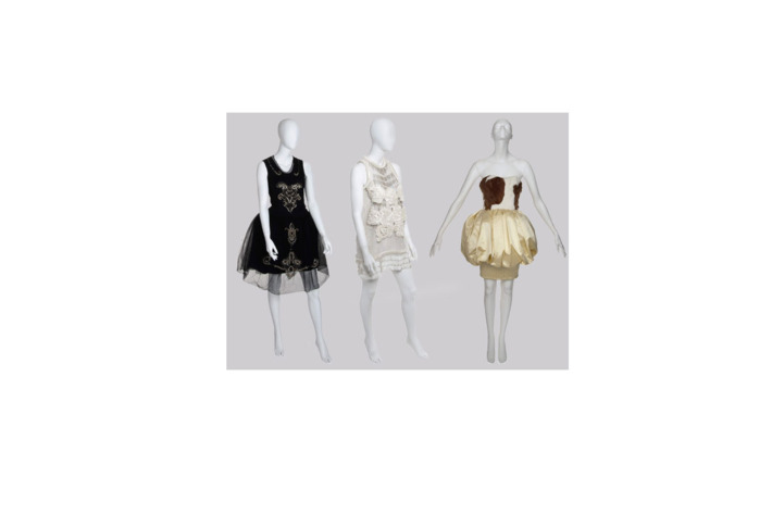 Some of the dresses up for auction: Lanvin, Christopher Kane, and Christian Lacroix.