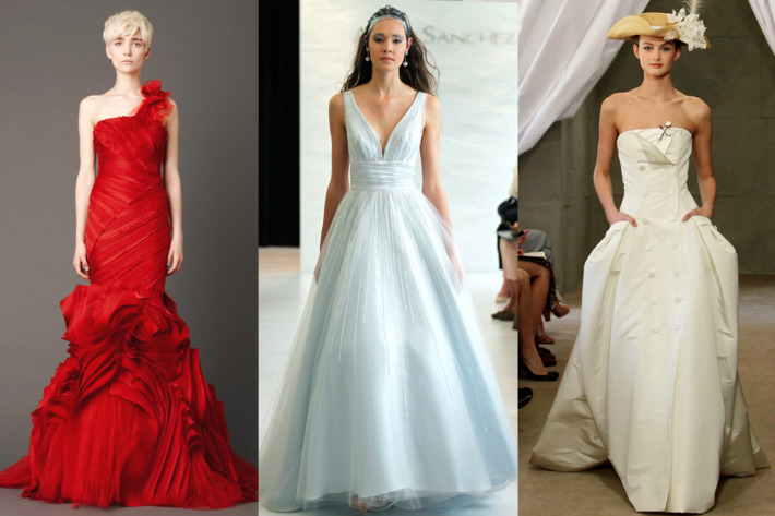 From left: new looks by Vera Wang, Angel Sanchez, and Carolina Herrera.