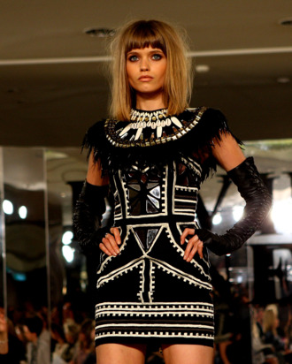 SYDNEY, AUSTRALIA - AUGUST 03: Model Abbey-Lee Kershaw showcases designs by Sass & Bide on the catwalk at the David Jones Spring/Summer 2010 Season Launch at David Jones Elizabeth Street Store on August 3, 2010 in Sydney, Australia. (Photo by Graham Denholm/Getty Images) *** Local Caption *** Abbey Lee Kershaw