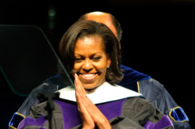 GREENSBORO, NC - MAY 12: U.S. First Lady Michelle Obama is hooded for her Doctorate in Humanities by Chancellor Harold Martin at the North Carolina Agricultural and Technical State University (NCA&T) Commencement May 12, 2012, in Greensboro, NC. Michelle Obama gave the commencement address. (Photo by Sara D. Davis/Getty Images)