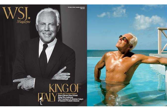 Armani, now supplement-free, shot for <em>WSJ.</em> magazine.