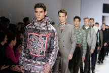 PARIS, FRANCE - JANUARY 18: A model walks the runway during the Christian Lacroix Homme Menswear Autumn/Winter 2013 show as part of Paris Fashion Week at Les Beaux-Arts de Paris on January 18, 2012 in Paris, France. (Photo by Franck Prevel/Getty Images)