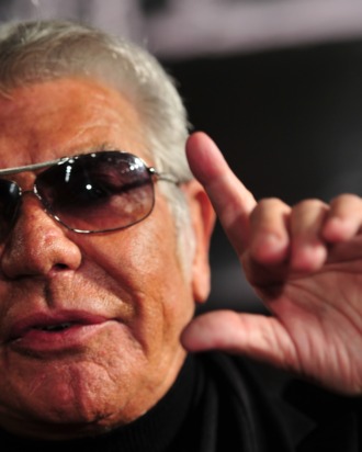 Italian designer Roberto Cavalli speaks to the press prior the Just Cavalli Fall-winter 2012-2013 collection on February 24, 2012 during the Women's fashion week in Milan. AFP PHOTO / GIUSEPPE CACACE (Photo credit should read GIUSEPPE CACACE/AFP/Getty Images)
