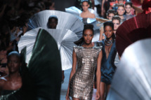 PARIS, FRANCE - OCTOBER 04: Models walk the runway during the Paco Rabanne Ready to Wear Spring / Summer 2012 show during Paris Fashion Week on October 4, 2011 in Paris, France. (Photo by Antonio de Moraes Barros Filho/WireImage)
