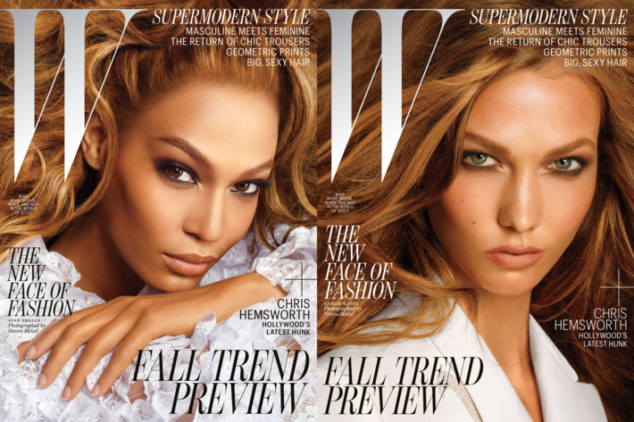 Joan Smalls and Karlie Kloss, photographed by Steven Meisel.