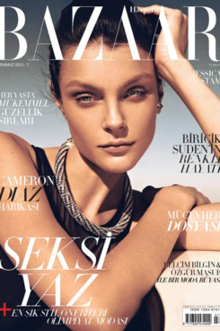 Jessica Stam for Turkish <em>Harper's Bazaar</em>.